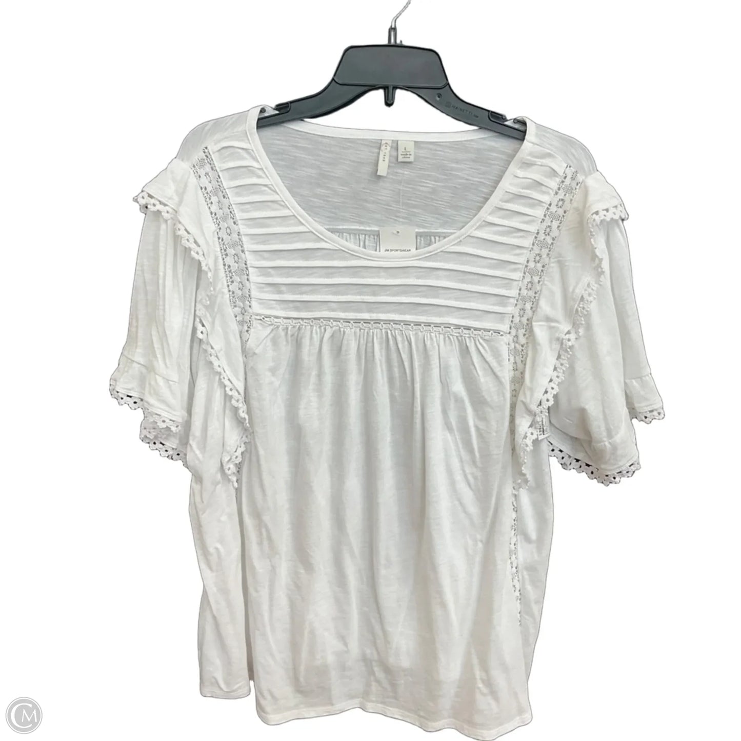 Top Short Sleeve By Clothes Mentor In White, Size: L