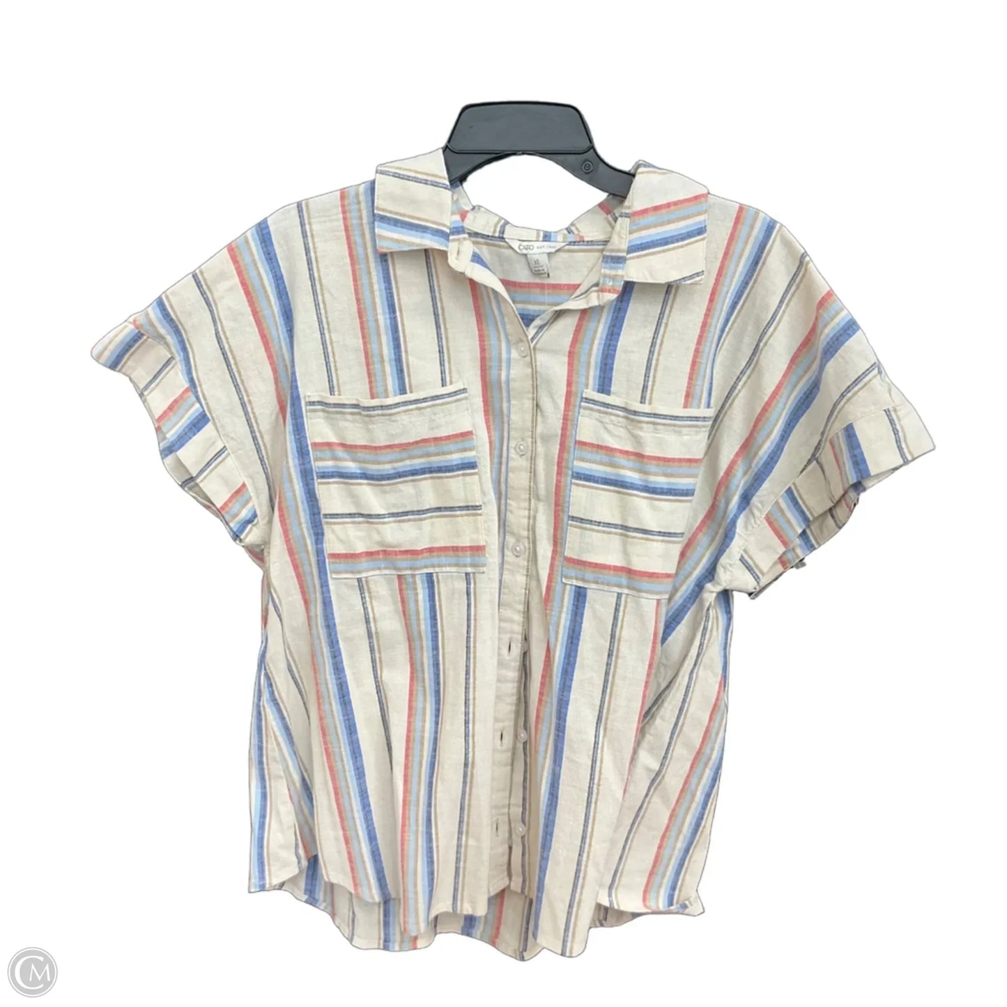Blouse Short Sleeve By Cato In Tan, Size: Xl