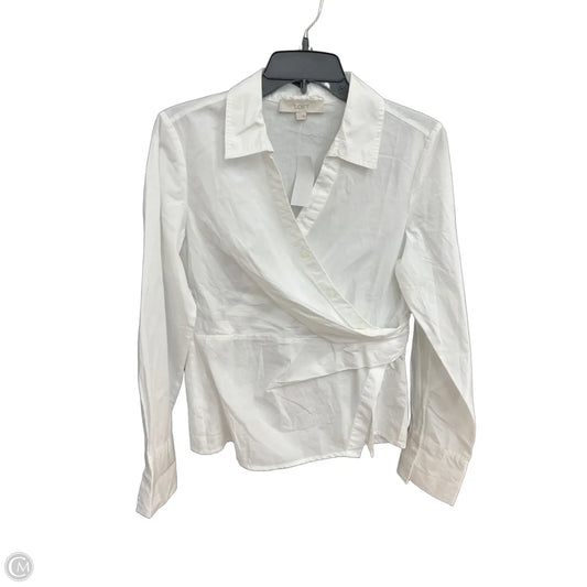 Blouse Long Sleeve By Loft In White, Size: Xs