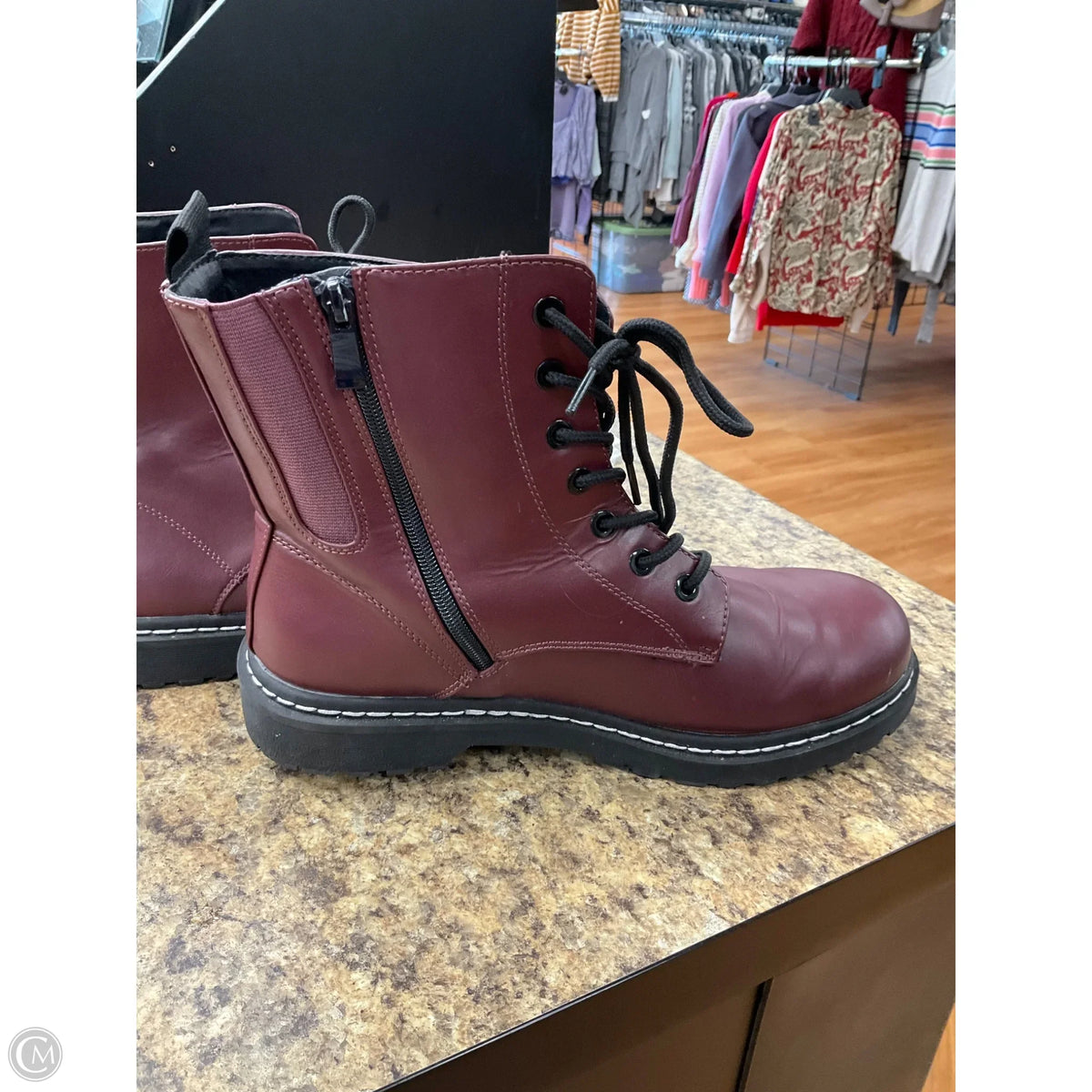 Boots Combat By Torrid In Maroon, Size: 11.5