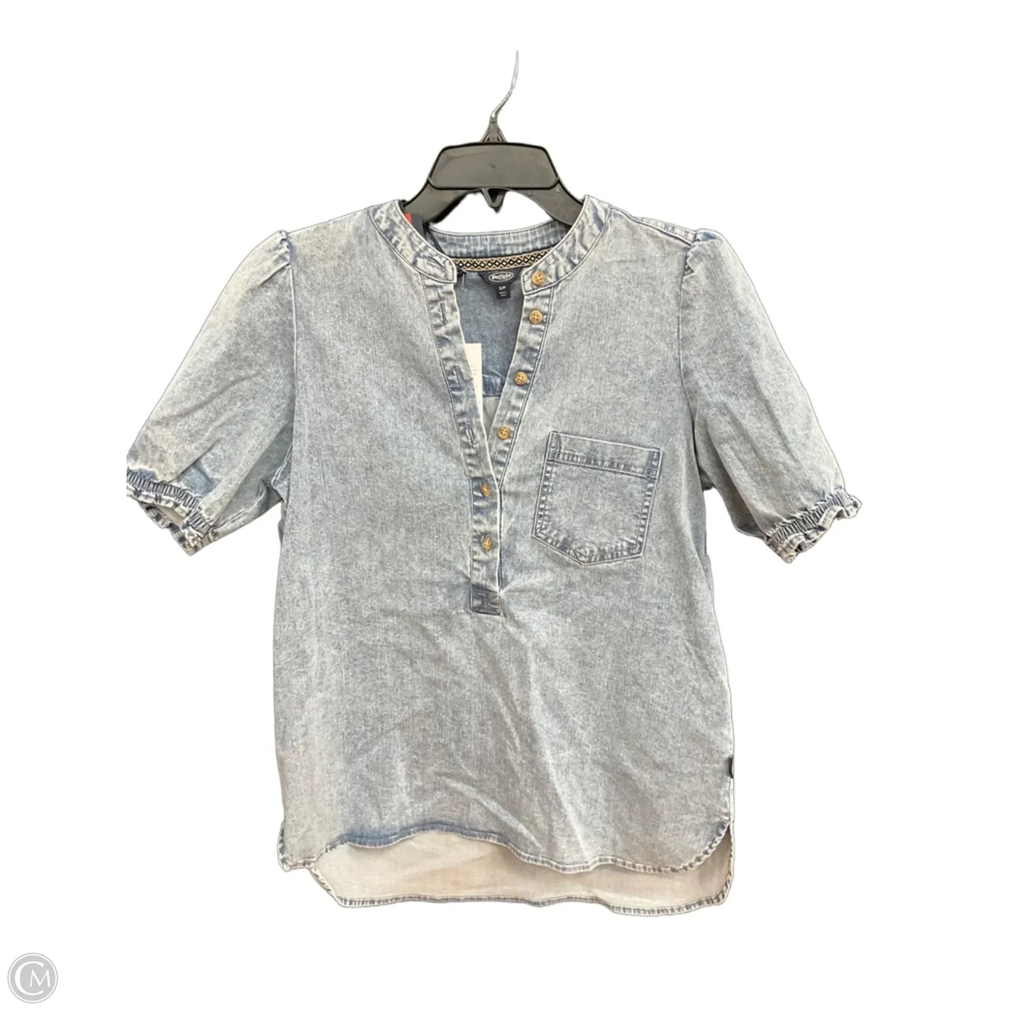 Top Short Sleeve By Cmb In Blue Denim, Size: S
