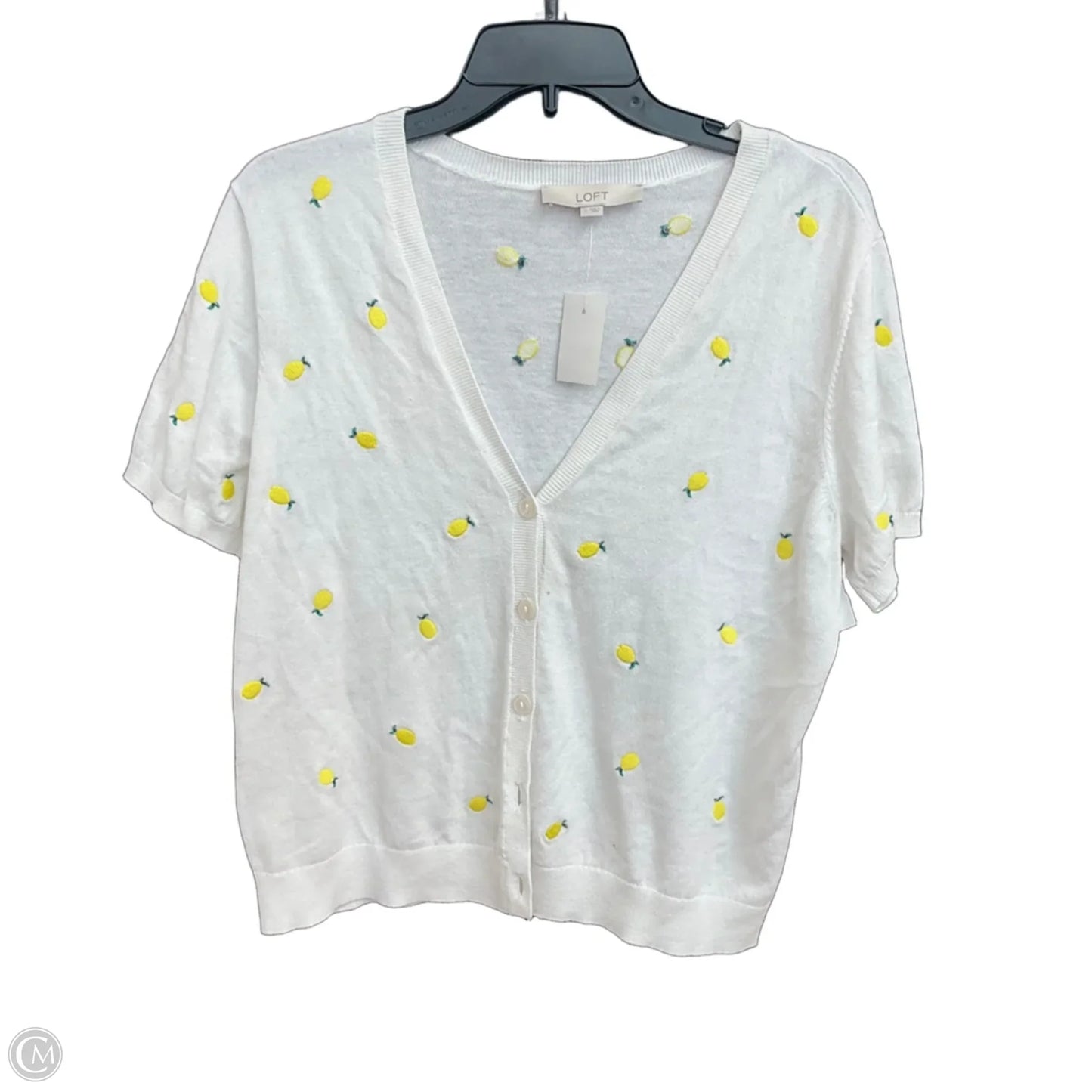 Top Short Sleeve By Loft In White, Size: L