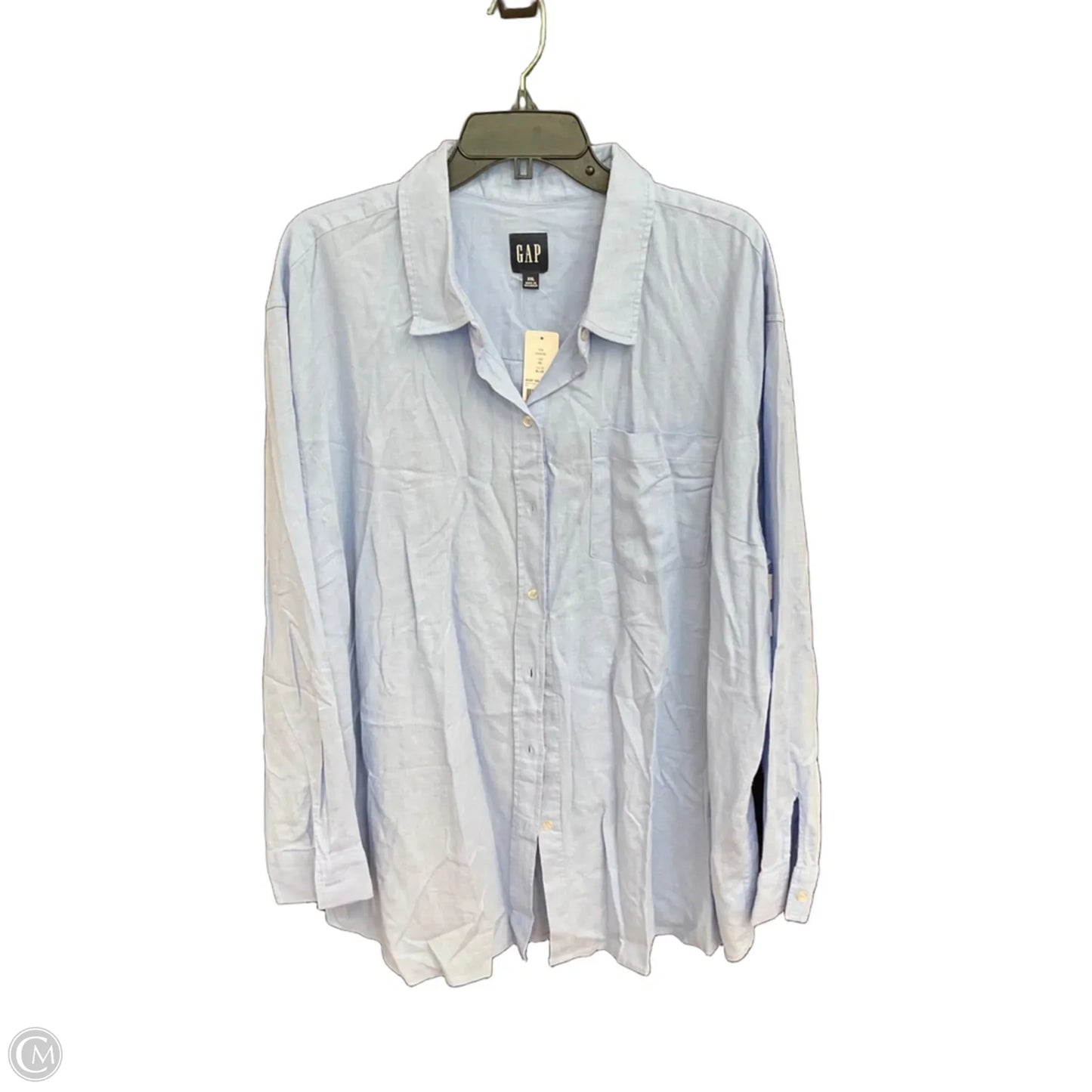 Blouse Long Sleeve By Gap In Blue, Size: Xxl