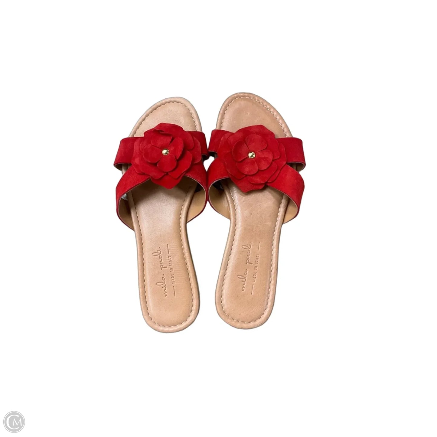 Sandals Flats By Cmb In Red & Tan, Size: 8.5