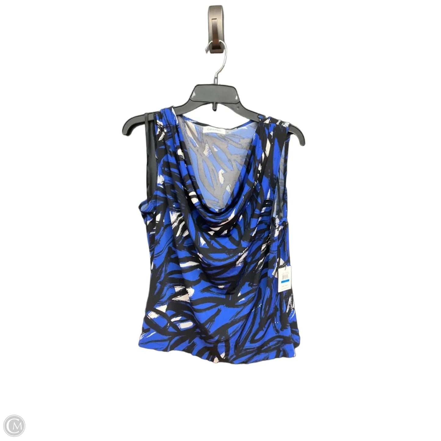 Top Sleeveless By Calvin Klein In Black & Blue, Size: Xl