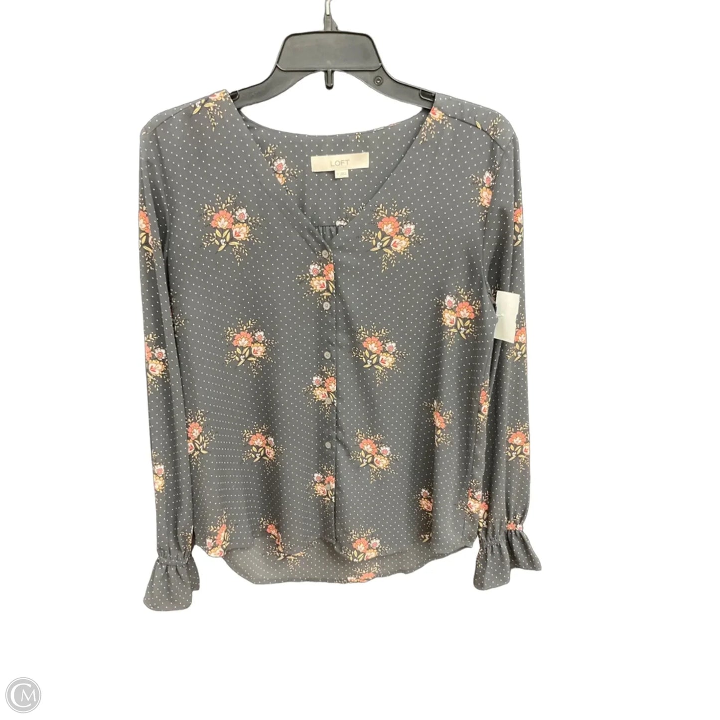 Top Long Sleeve By Loft In Grey, Size: S