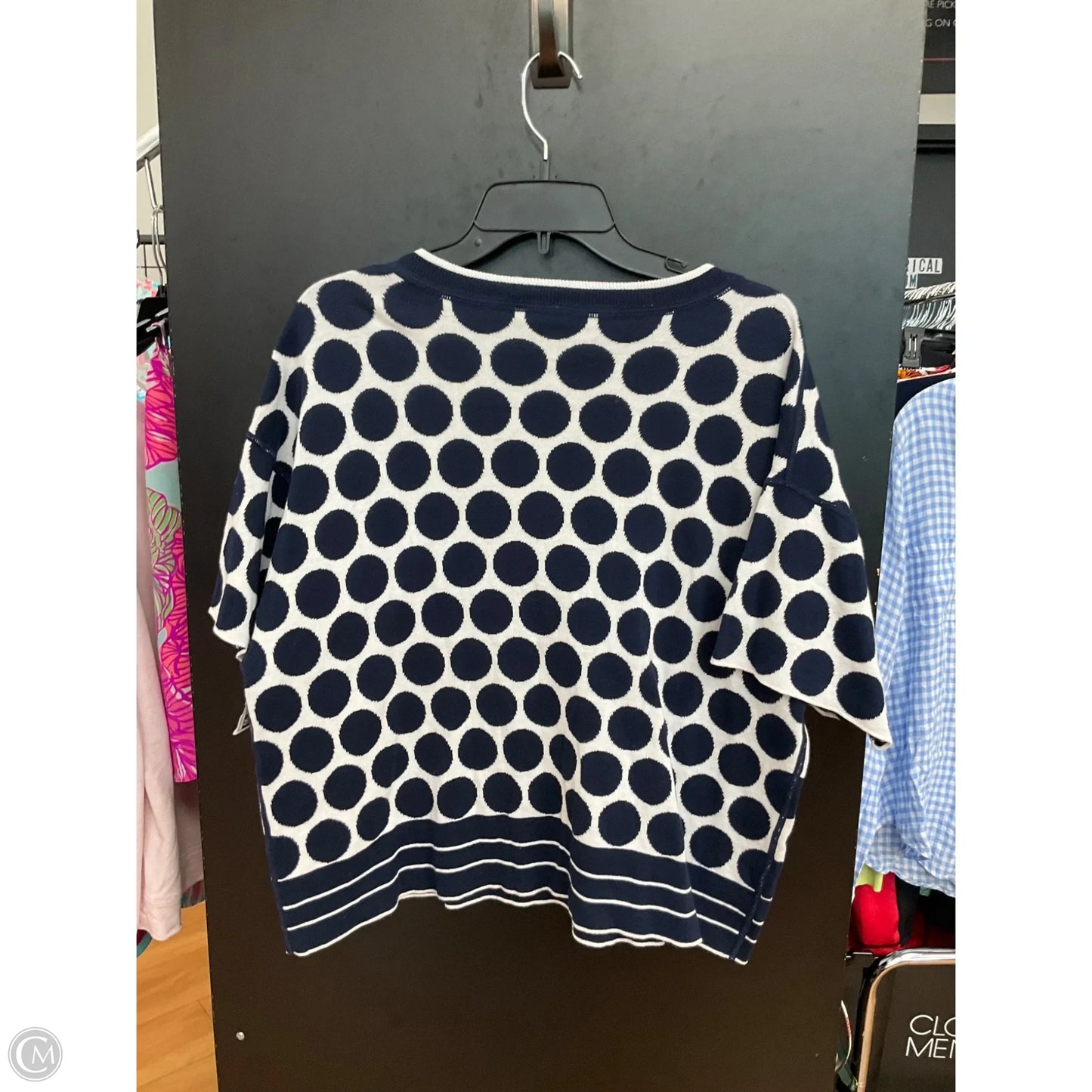 Top Short Sleeve By Cabi In Polkadot Pattern, Size: L