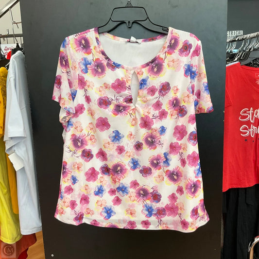 Top Short Sleeve By Bar Iii In Floral Print, Size: 1x