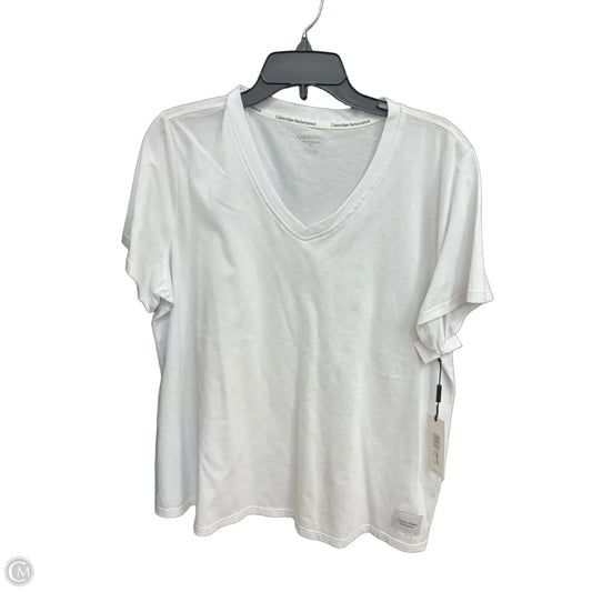 Athletic Top Short Sleeve By Calvin Klein Performance In White, Size: 1x