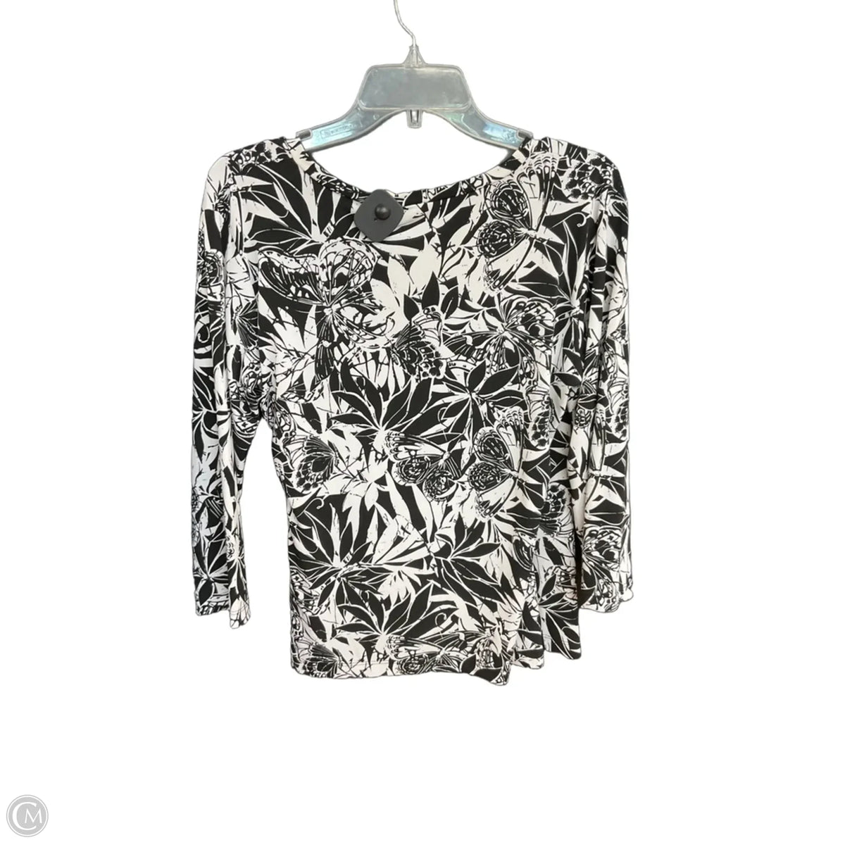 Top Long Sleeve By Chicos In Black & White, Size: M