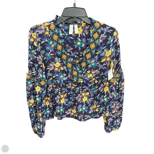 Top Long Sleeve By Anthropologie In Floral Print, Size: Xs