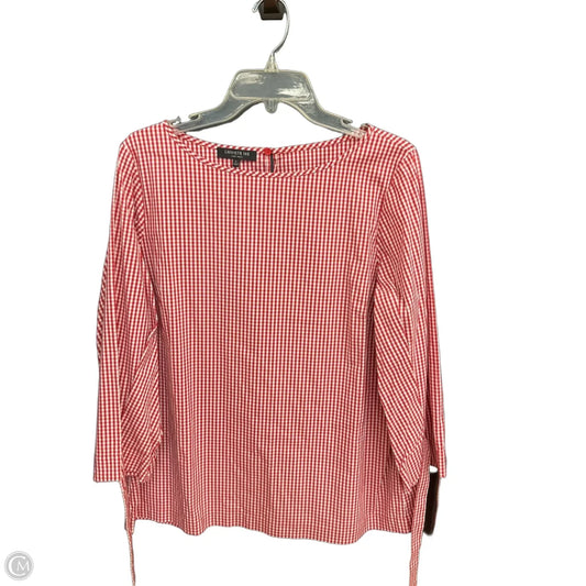 Top Long Sleeve Designer By Lafayette 148 In Checkered Pattern, Size: L