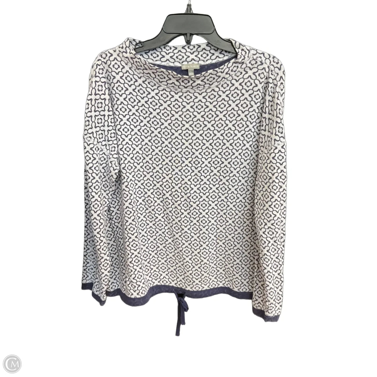 Top Long Sleeve By Talbots In Blue & White, Size: L