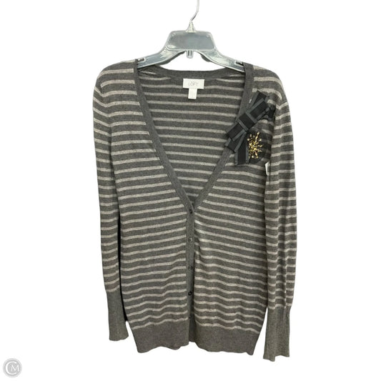 Cardigan By Loft In Striped Pattern, Size: S
