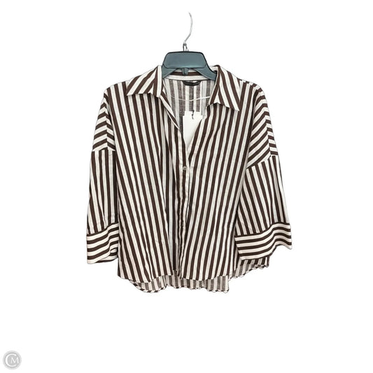 Blouse Long Sleeve By Zara In Striped Pattern, Size: S