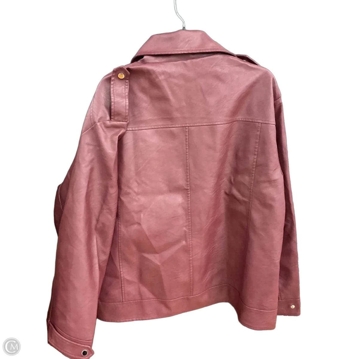 Jacket Moto Leather By Clothes Mentor In Maroon, Size: 2x