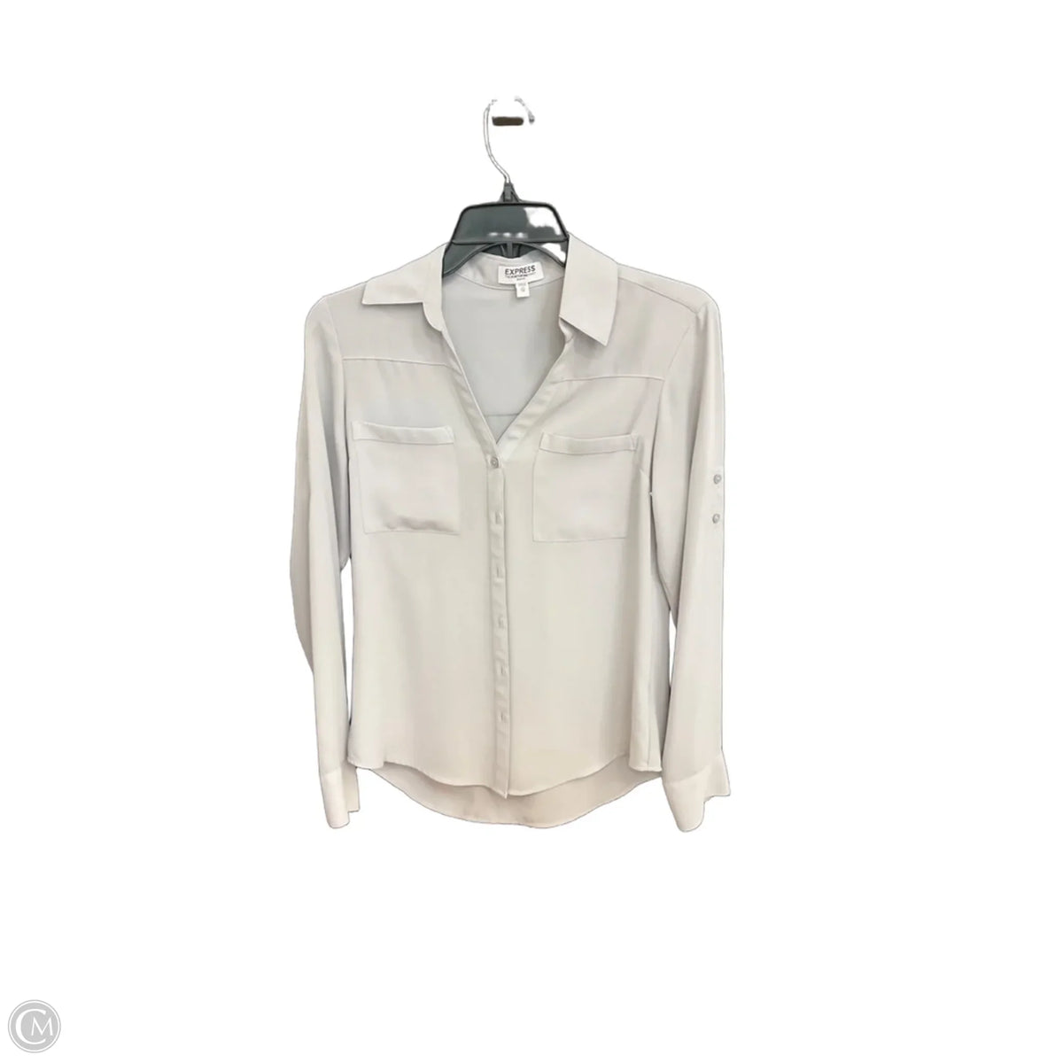 Blouse Long Sleeve By Express In Grey, Size: Xs