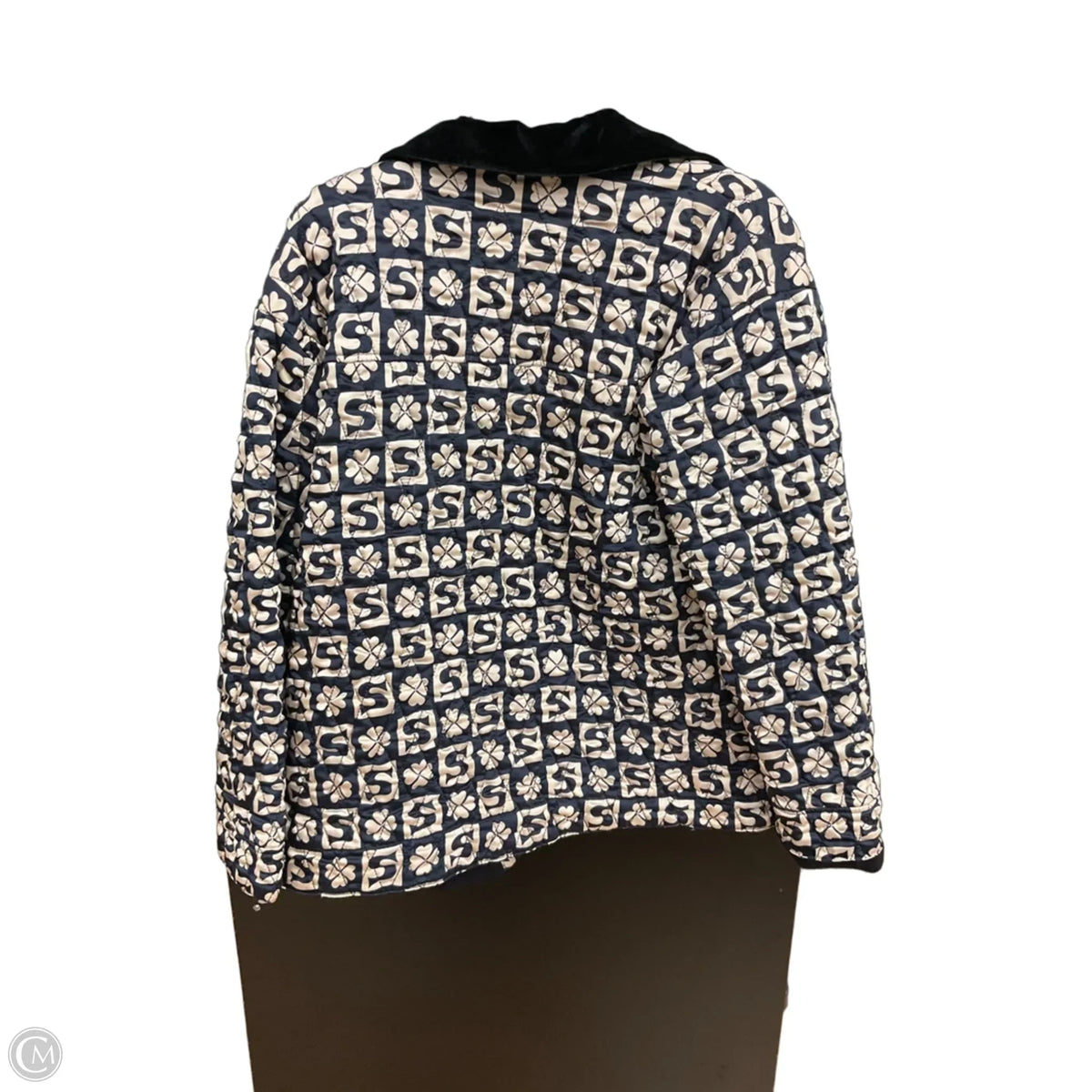 Coat Designer By Sandro In Blue & Cream, Size: Xs