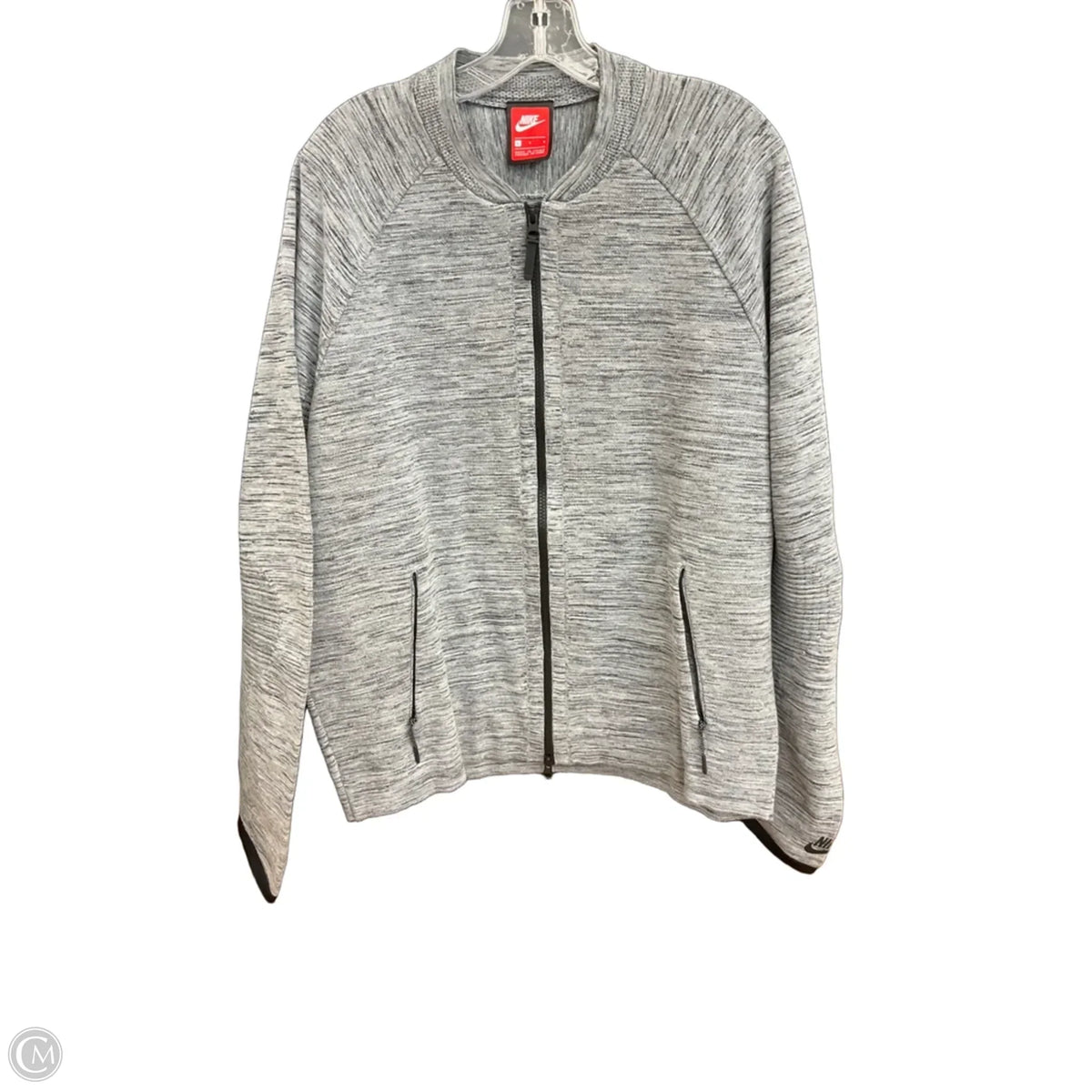 Athletic Jacket By Nike In Grey, Size: L