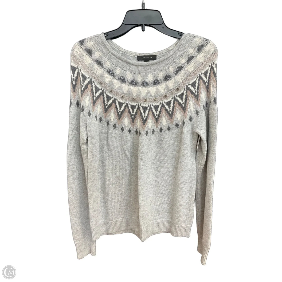 Sweater By Ann Taylor In Grey, Size: L