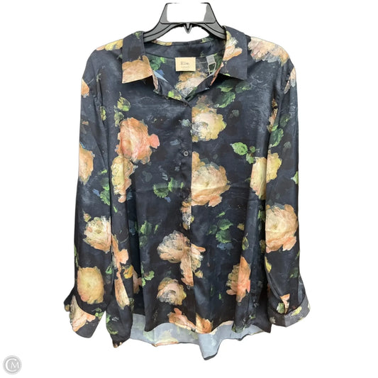 Blouse Long Sleeve By Elie Tahari In Floral Print, Size: 1x