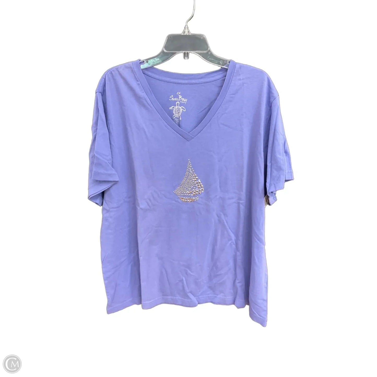 Top Short Sleeve By Cmc In Purple, Size: 2x