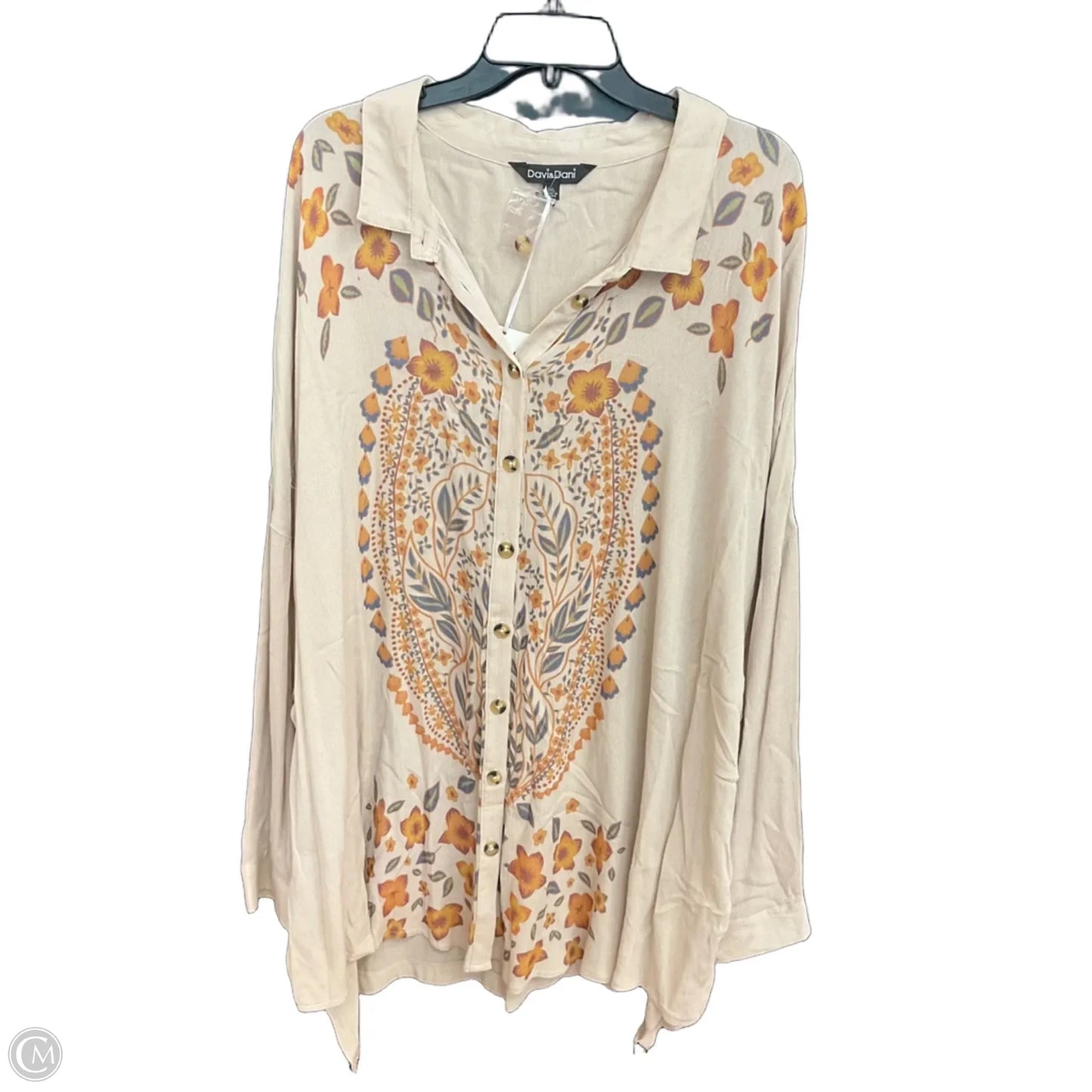 Blouse Long Sleeve By Davi & Dani In Beige, Size: 3x
