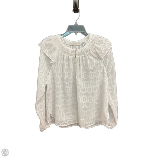 Top Long Sleeve By Loft In White, Size: M
