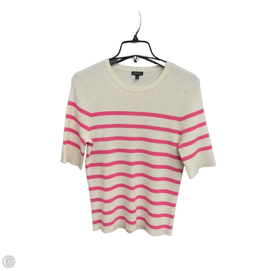Top Short Sleeve By Talbots In Cream & Pink, Size: L