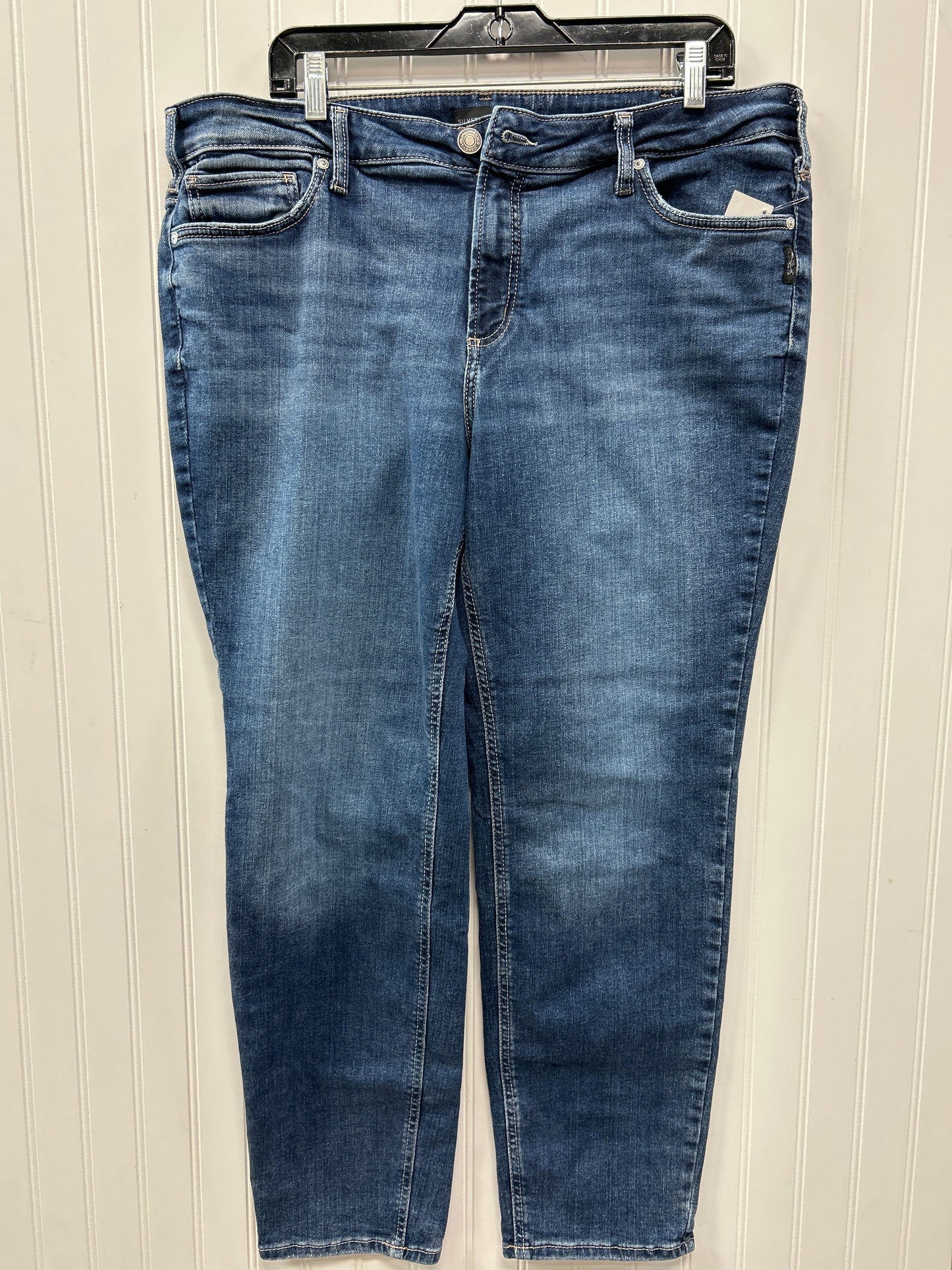 Jeans Straight By Silver In Blue Denim, Size:18