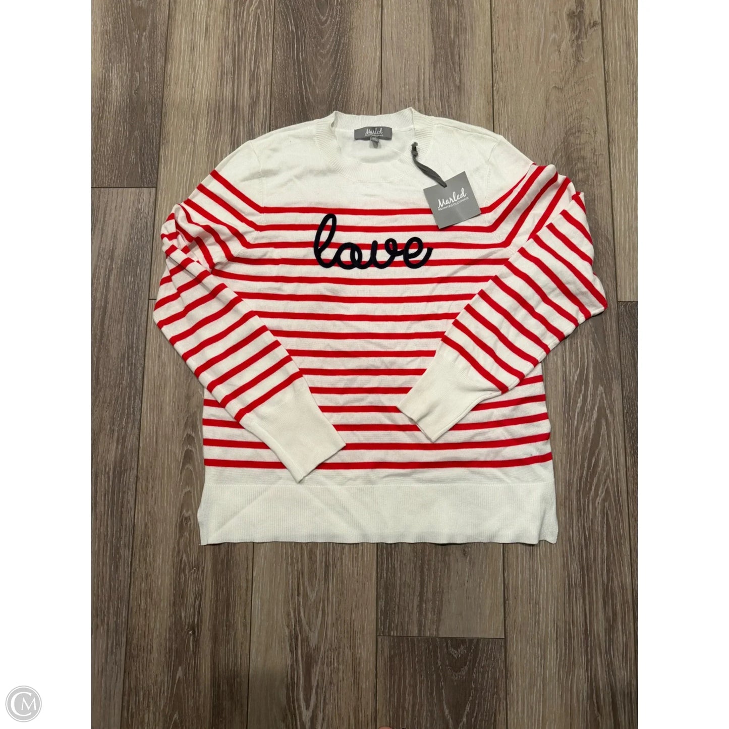 Top Long Sleeve By Marled In Striped Pattern, Size: L