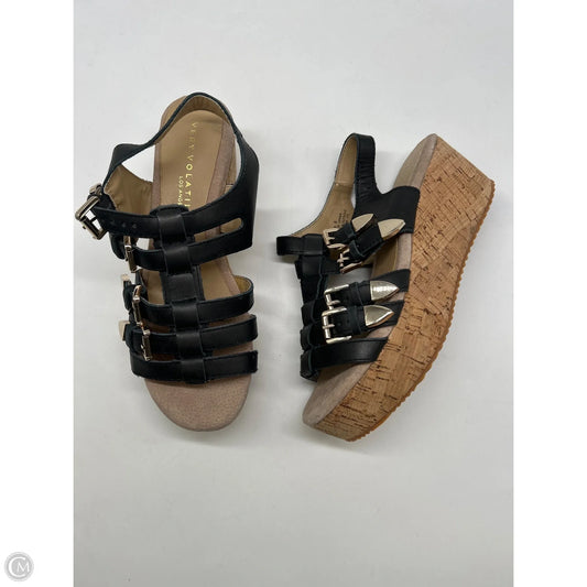 Sandals Heels Wedge By Very Volatile In Black, Size: 8