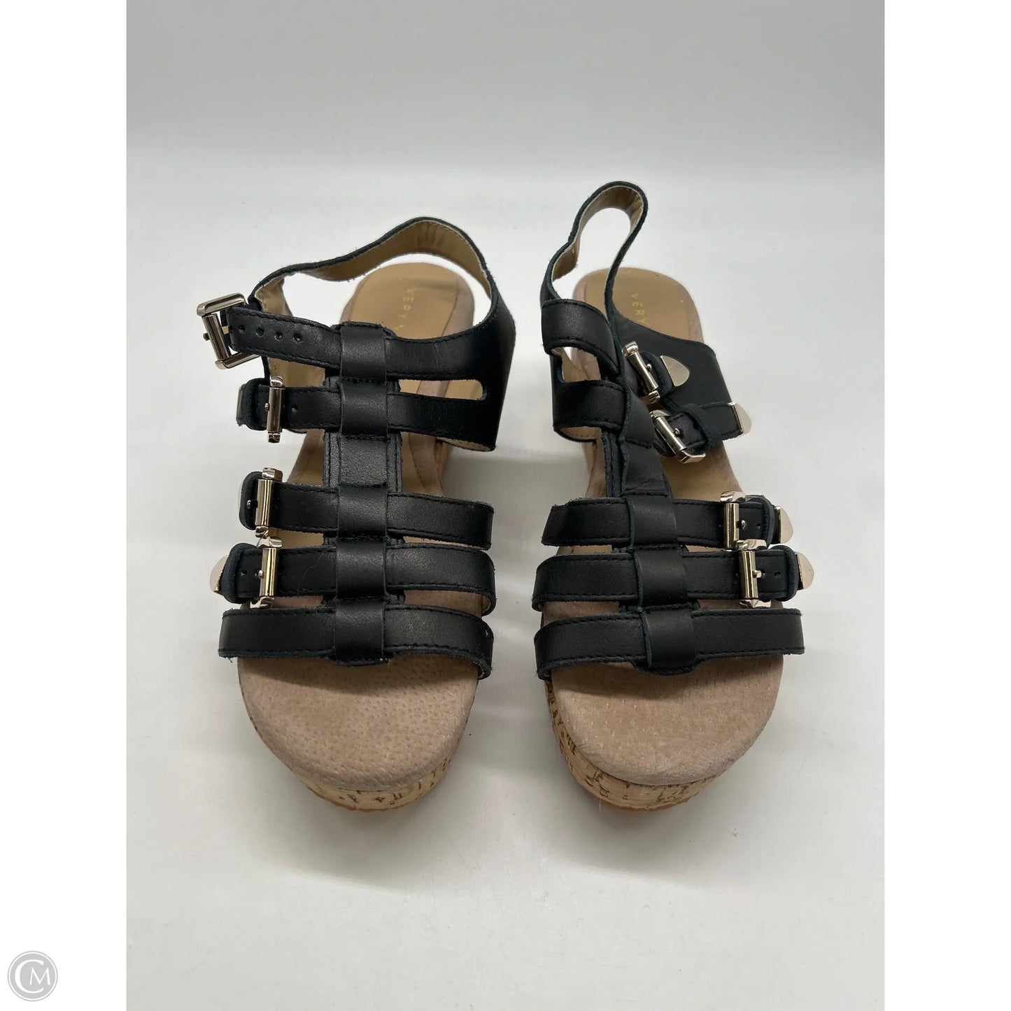 Sandals Heels Wedge By Very Volatile In Black, Size: 8
