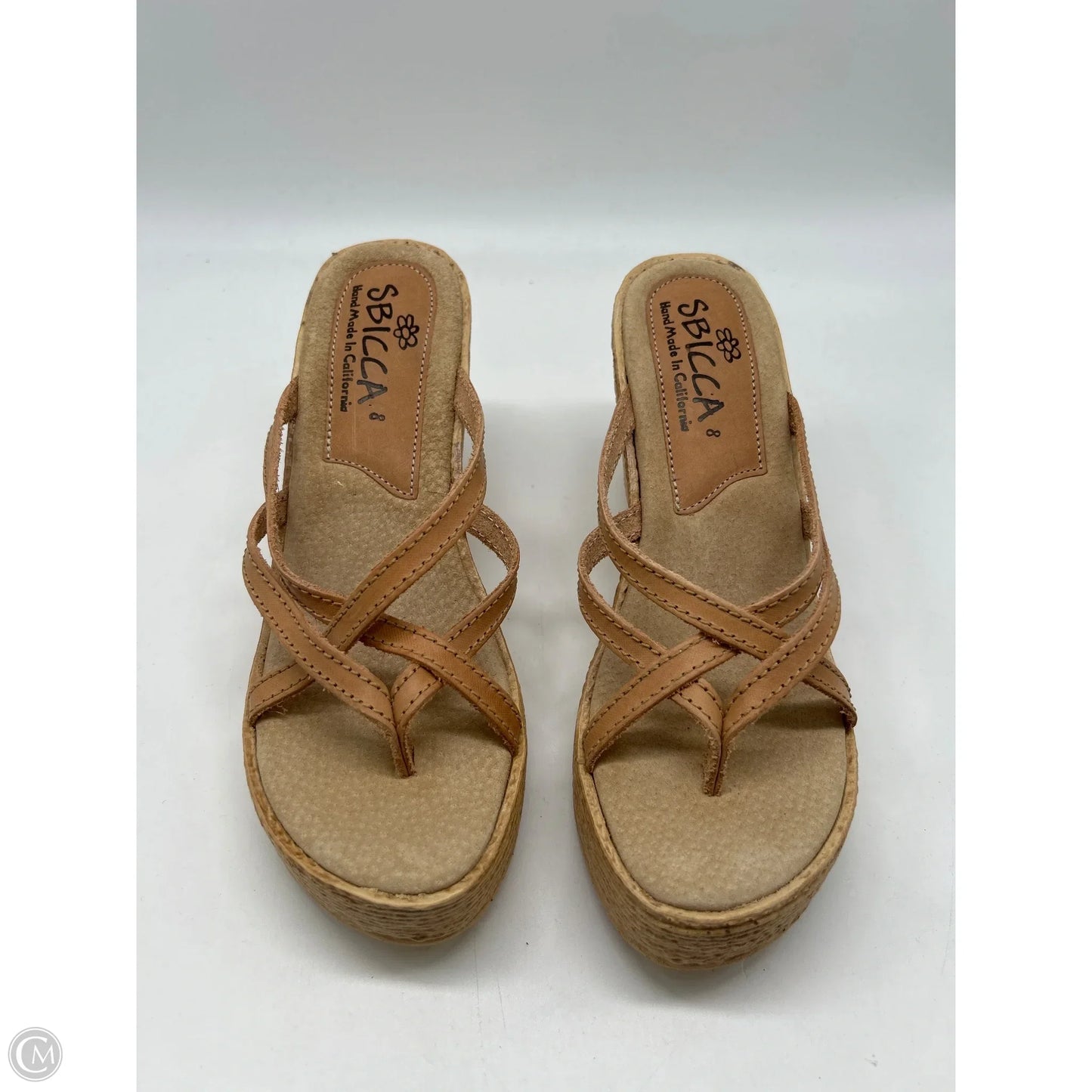Sandals Heels Wedge By Sbicca In Tan, Size: 8