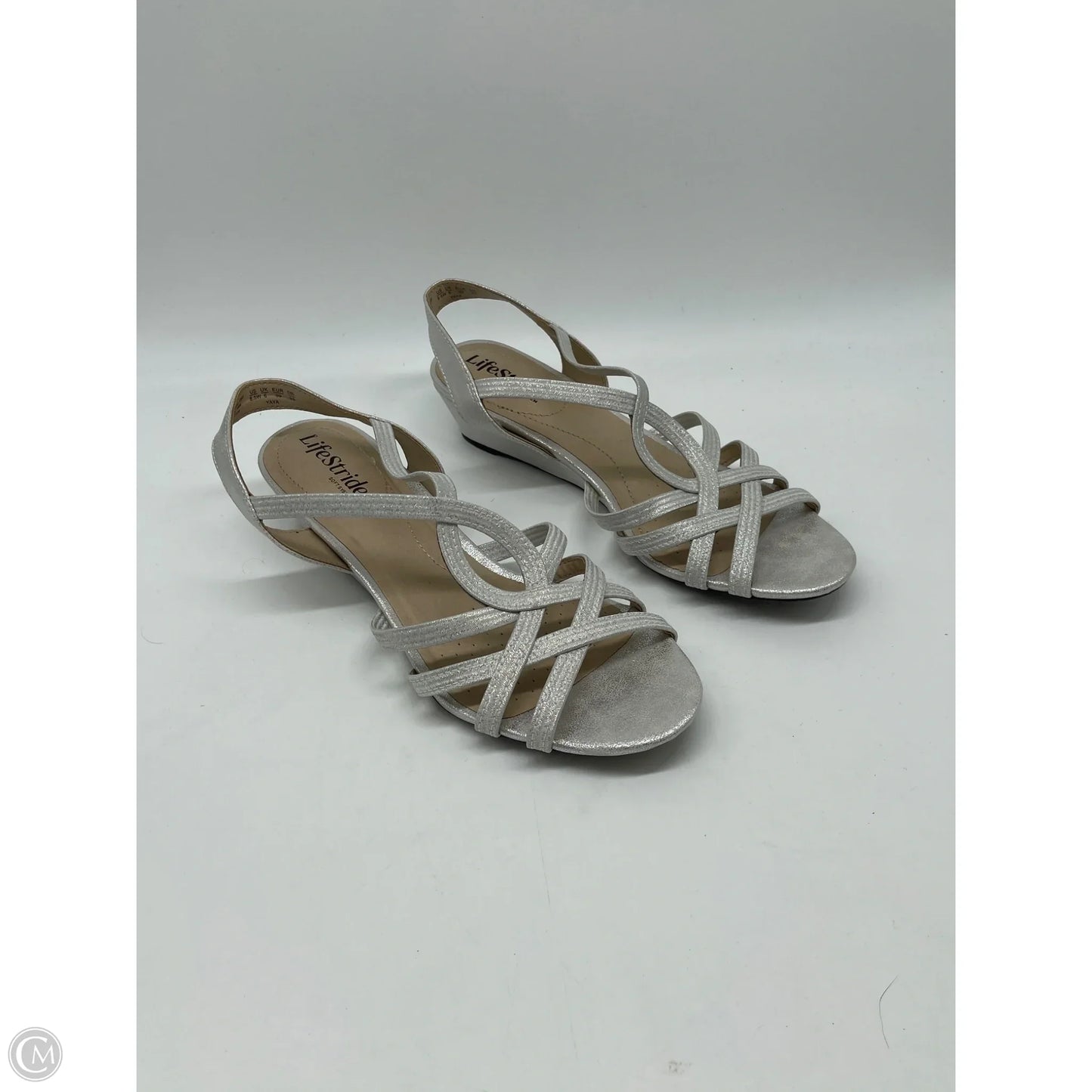 Sandals Flats By Life Stride In Silver, Size: 8.5