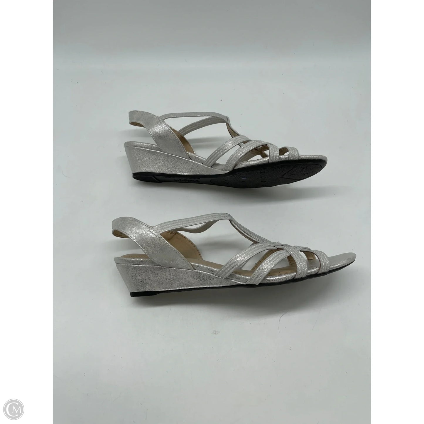 Sandals Flats By Life Stride In Silver, Size: 8.5