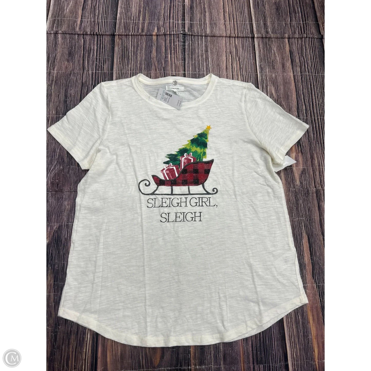 Top Short Sleeve By Maurices In Cream, Size: M