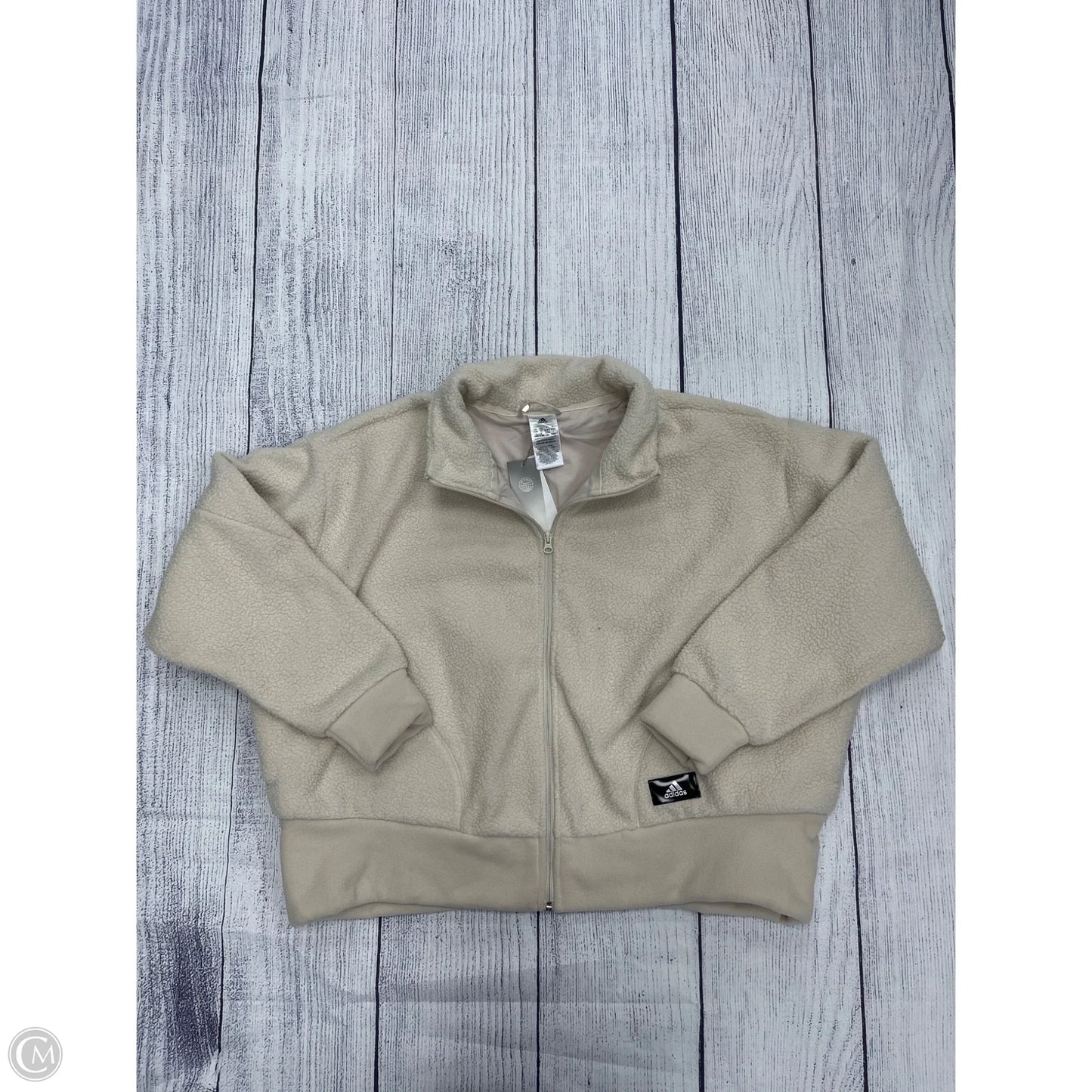 Jacket Fleece By Adidas In Ivory, Size: 3x