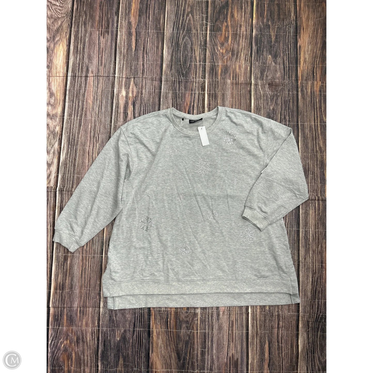 Sweatshirt Crewneck By Lane Bryant In Grey, Size: 2x