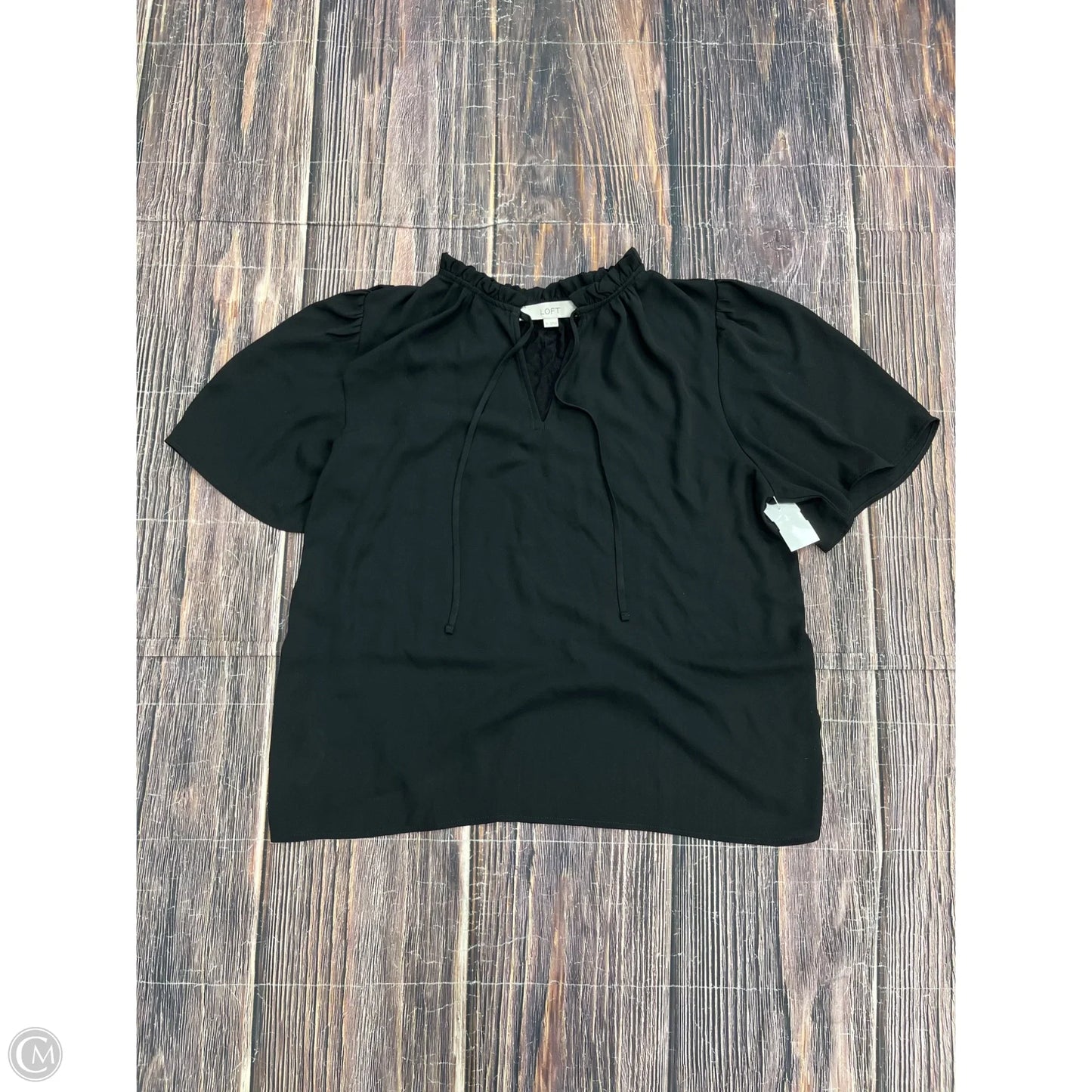 Top Short Sleeve By Loft In Black, Size: M