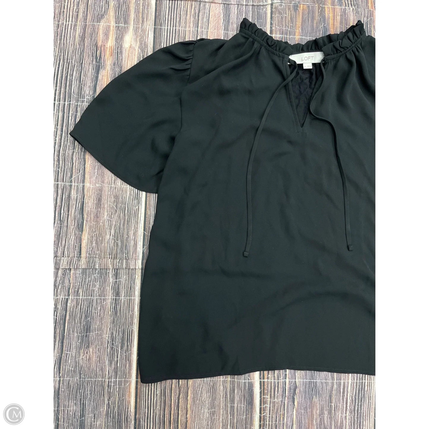 Top Short Sleeve By Loft In Black, Size: M
