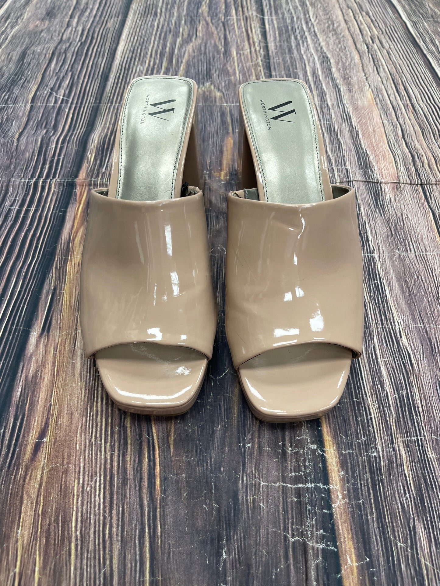 Tan Sandals Heels Block Worthington, Size 10