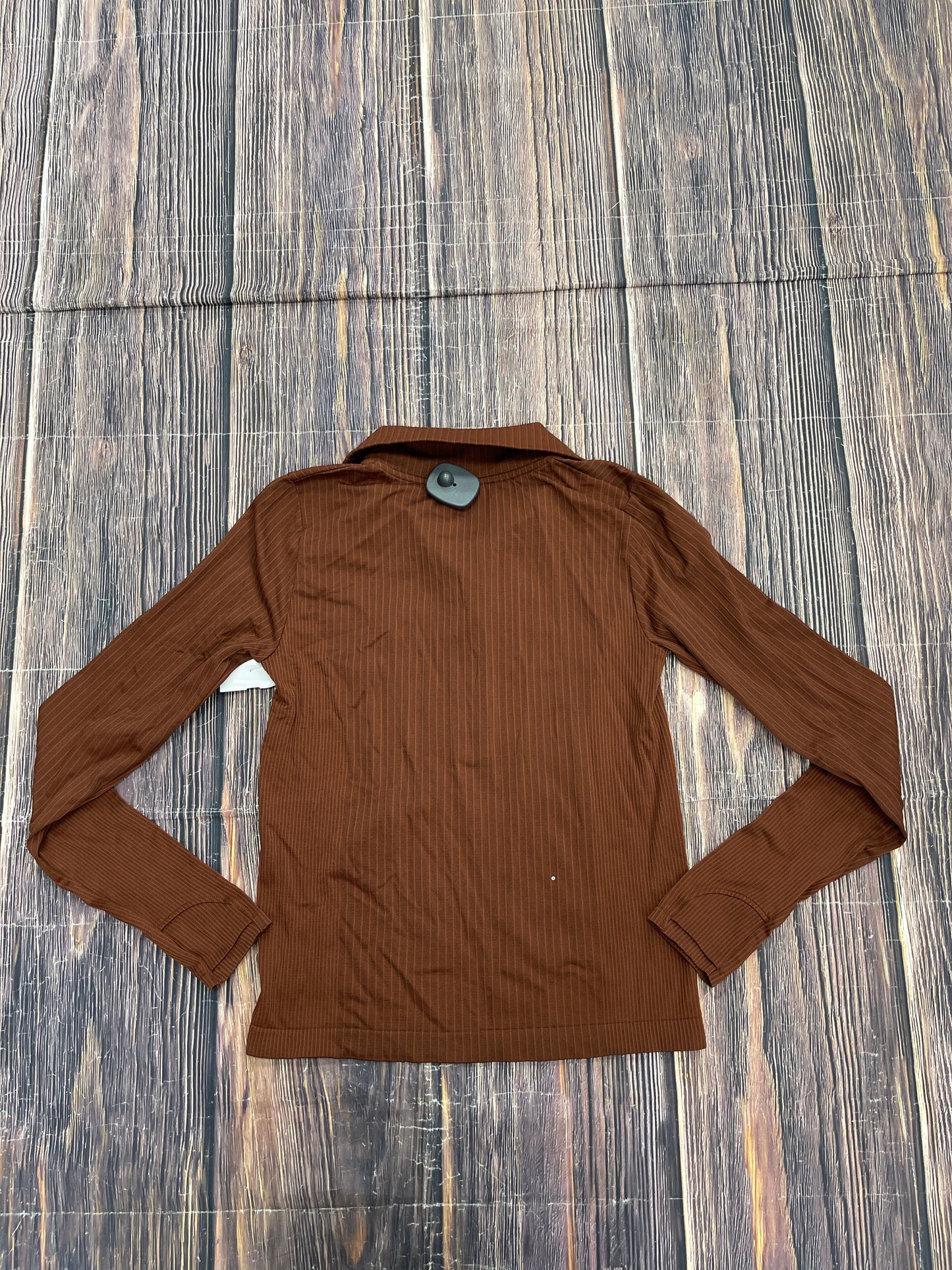 Brown Athletic Top Long Sleeve Collar Athleta, Size S