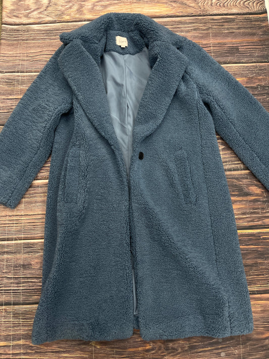 Coat Faux Fur & Sherpa By Loft In Blue, Size: L