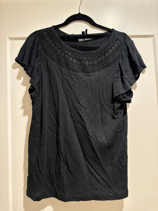 Top Short Sleeve By Paige In Black, Size: L