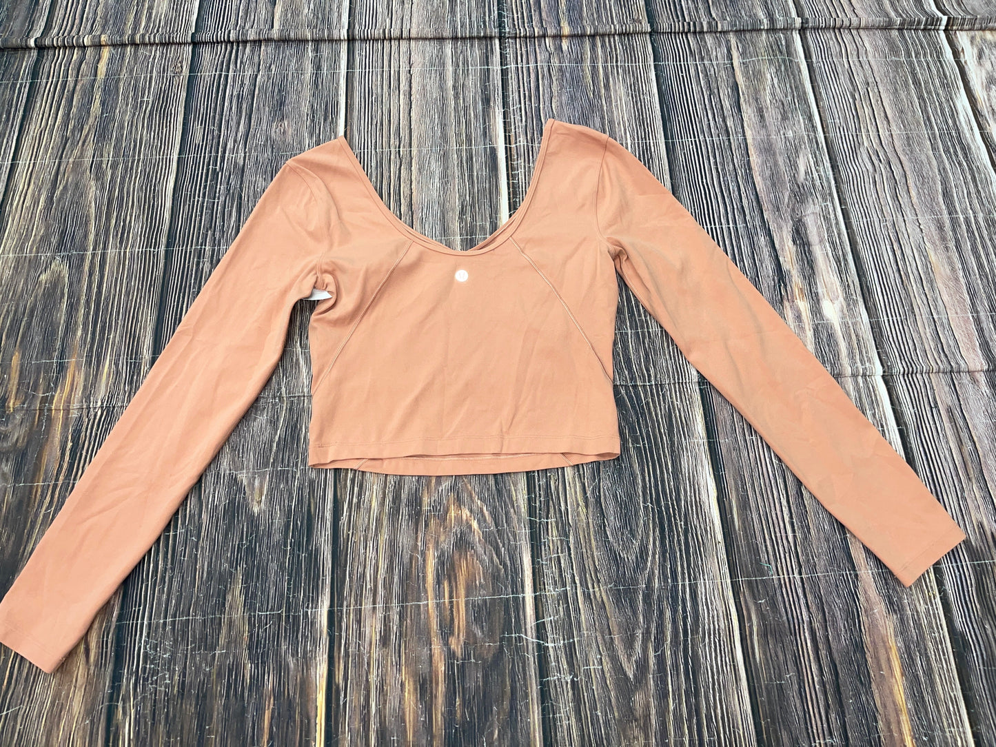 Athletic Top Long Sleeve Crewneck By Lululemon In Orange, Size: S