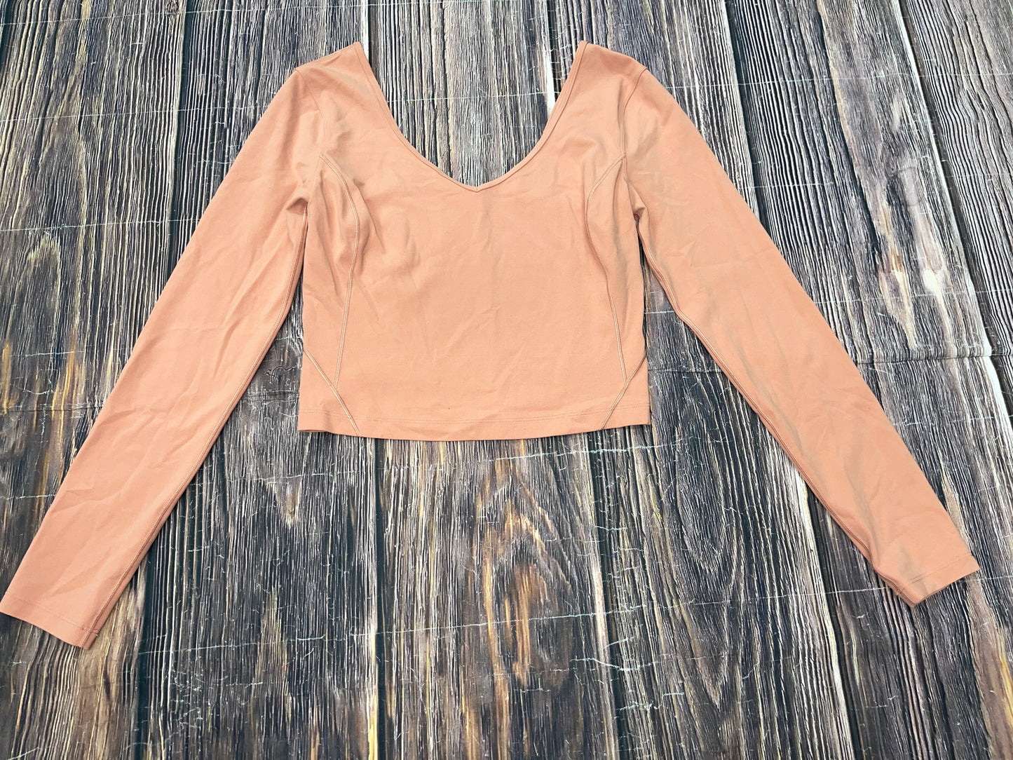 Athletic Top Long Sleeve Crewneck By Lululemon In Orange, Size: S