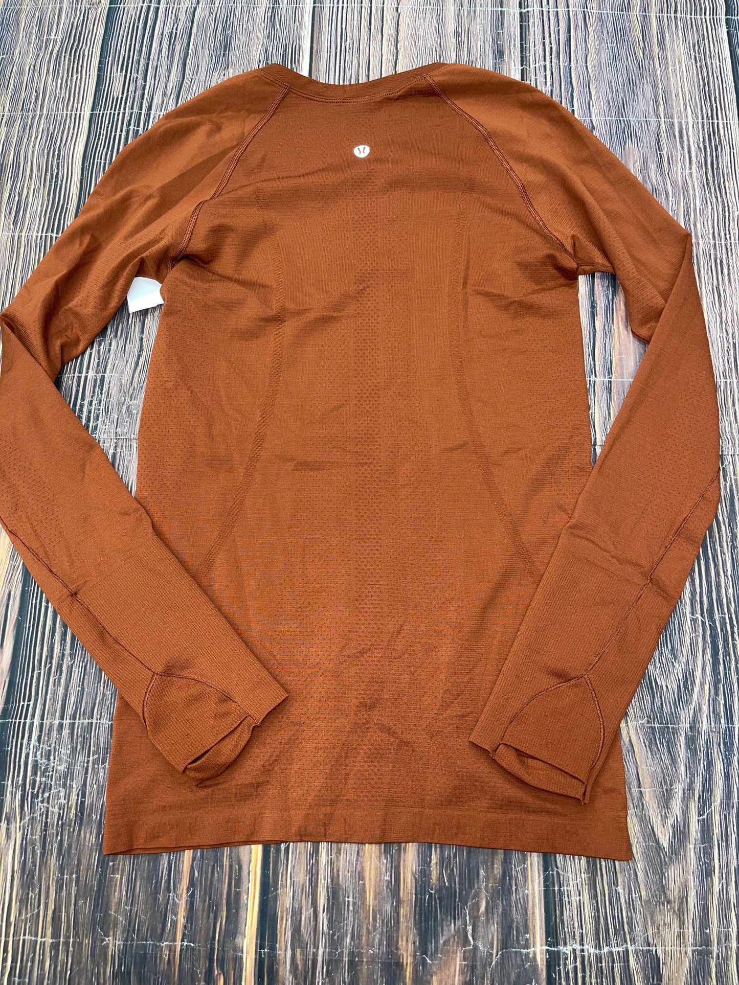 Athletic Top Long Sleeve Crewneck By Lululemon In Orange, Size: S