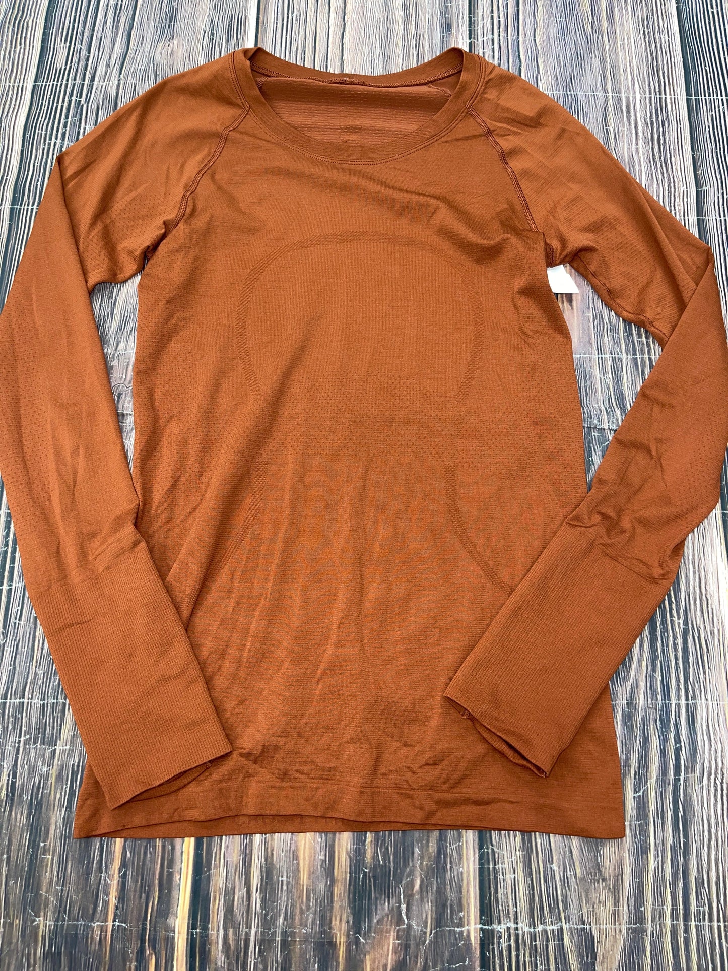 Athletic Top Long Sleeve Crewneck By Lululemon In Orange, Size: S