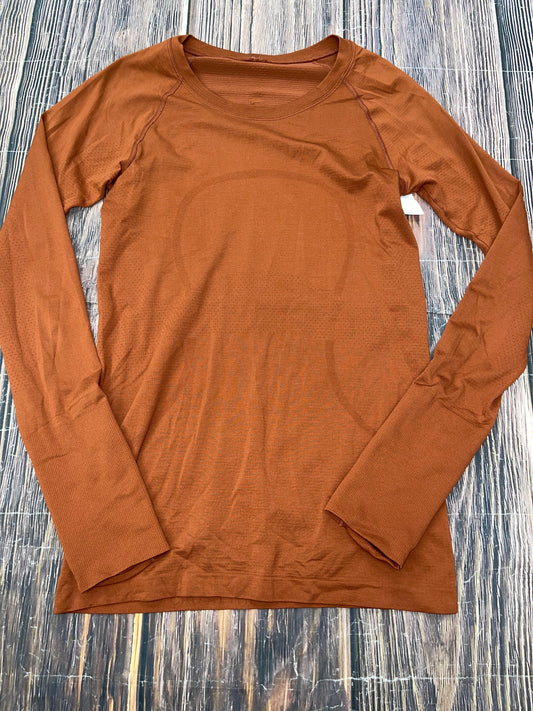 Athletic Top Long Sleeve Crewneck By Lululemon In Orange, Size: S